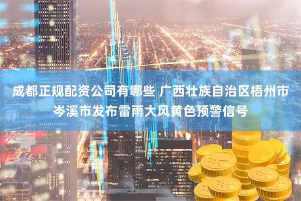 成都正规配资公司有哪些 广西壮族自治区梧州市岑溪市发布雷雨大风黄色预警信号